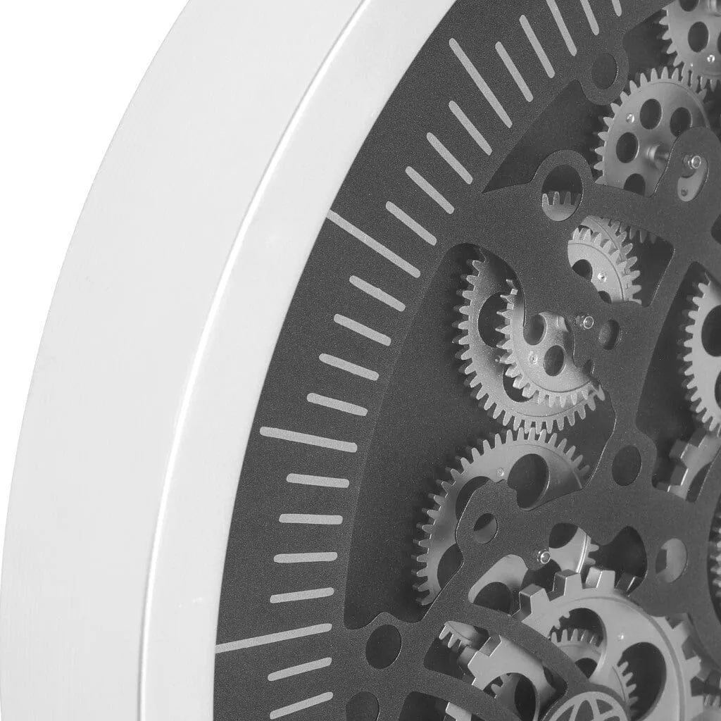 Contemporary Silver Gear Wall Clock - Dia 58cm X 8cm