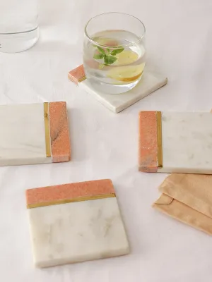 Coral Beach - Set Of 4 Coasters (White)