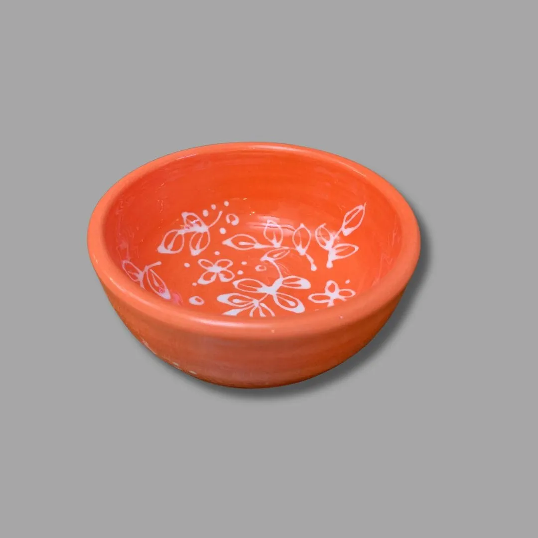 Coral White Floral Dip Bowl