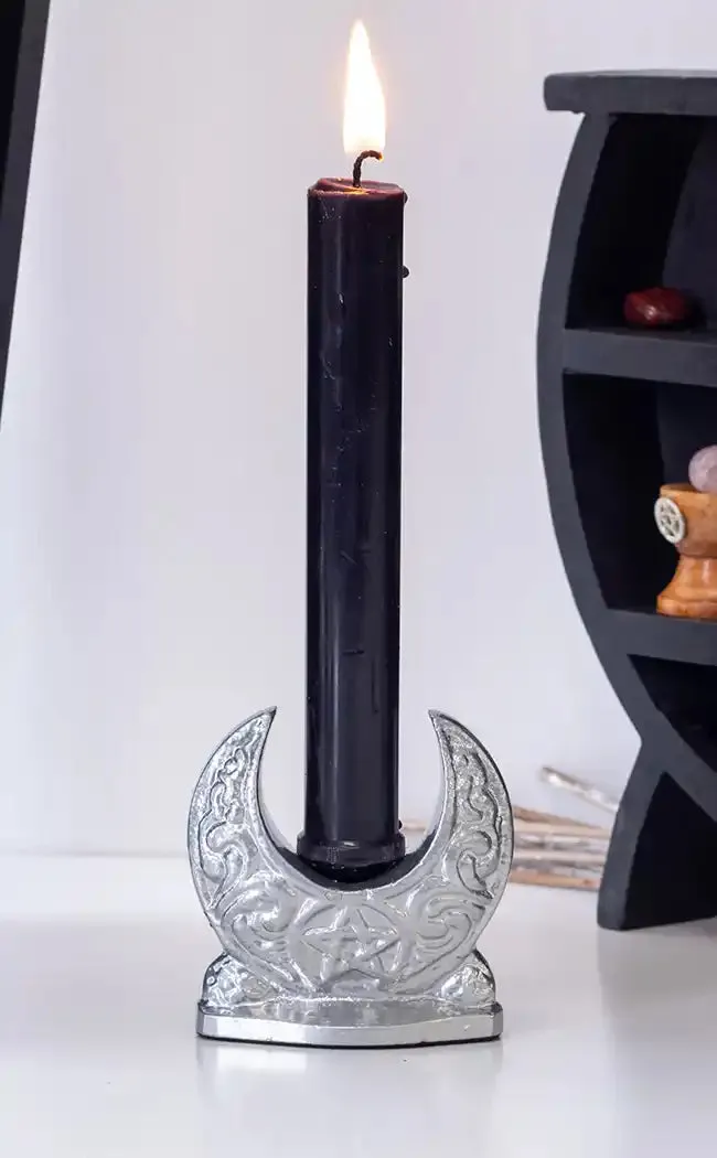 Crescent Moon Candle Holder | Silver