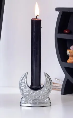 Crescent Moon Candle Holder | Silver