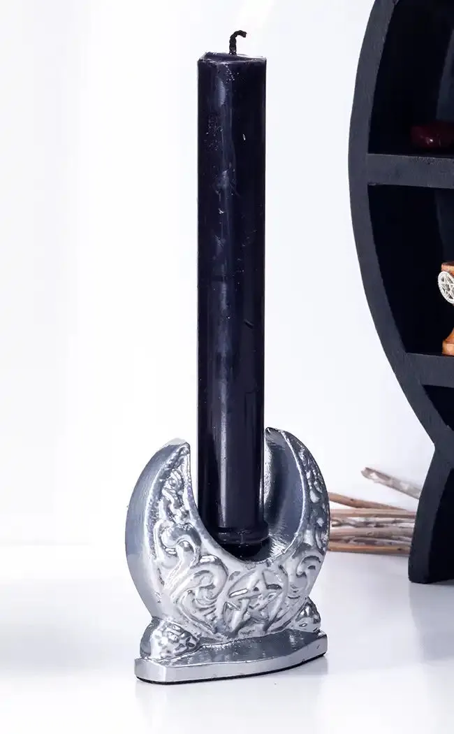 Crescent Moon Candle Holder | Silver