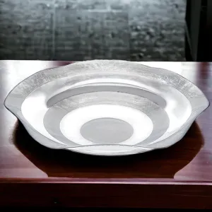 Crystal Glass 16 inches Decorative Bowl | Silverleaf Wave Design