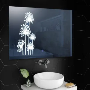 Crystal Indian Rectangular LED Wall Mirror - Decorative Interior Decor Mirror for Bathroom,Makeup Room and Wash Basin Mirror (18X24)