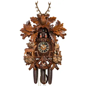 Cuckoo Clock - Painted 8-Day with Moving Hunter - HÖNES