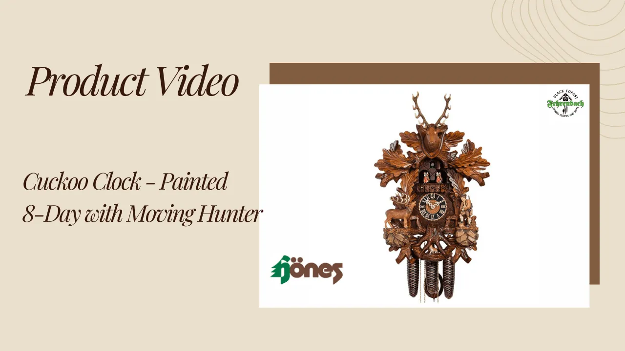 Cuckoo Clock - Painted 8-Day with Moving Hunter - HÖNES