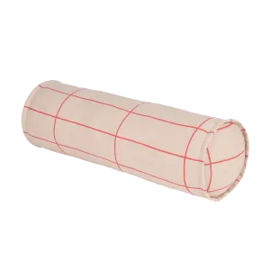 Cylinder Cushion Vibes - Pink Red Grid