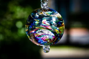 Dark Confetti Orb with Cremation Ashes