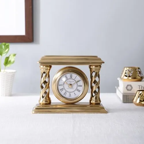 Decor de Maison Brings Velor Table Clock in Gold for Home Decor Table Decor Livingroom Bedroom Study Table & Office Desk