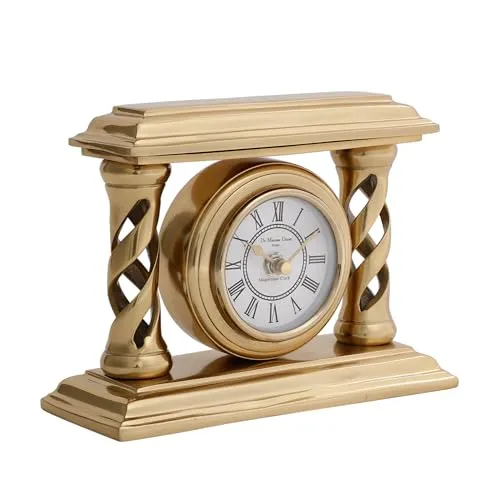 Decor de Maison Brings Velor Table Clock in Gold for Home Decor Table Decor Livingroom Bedroom Study Table & Office Desk