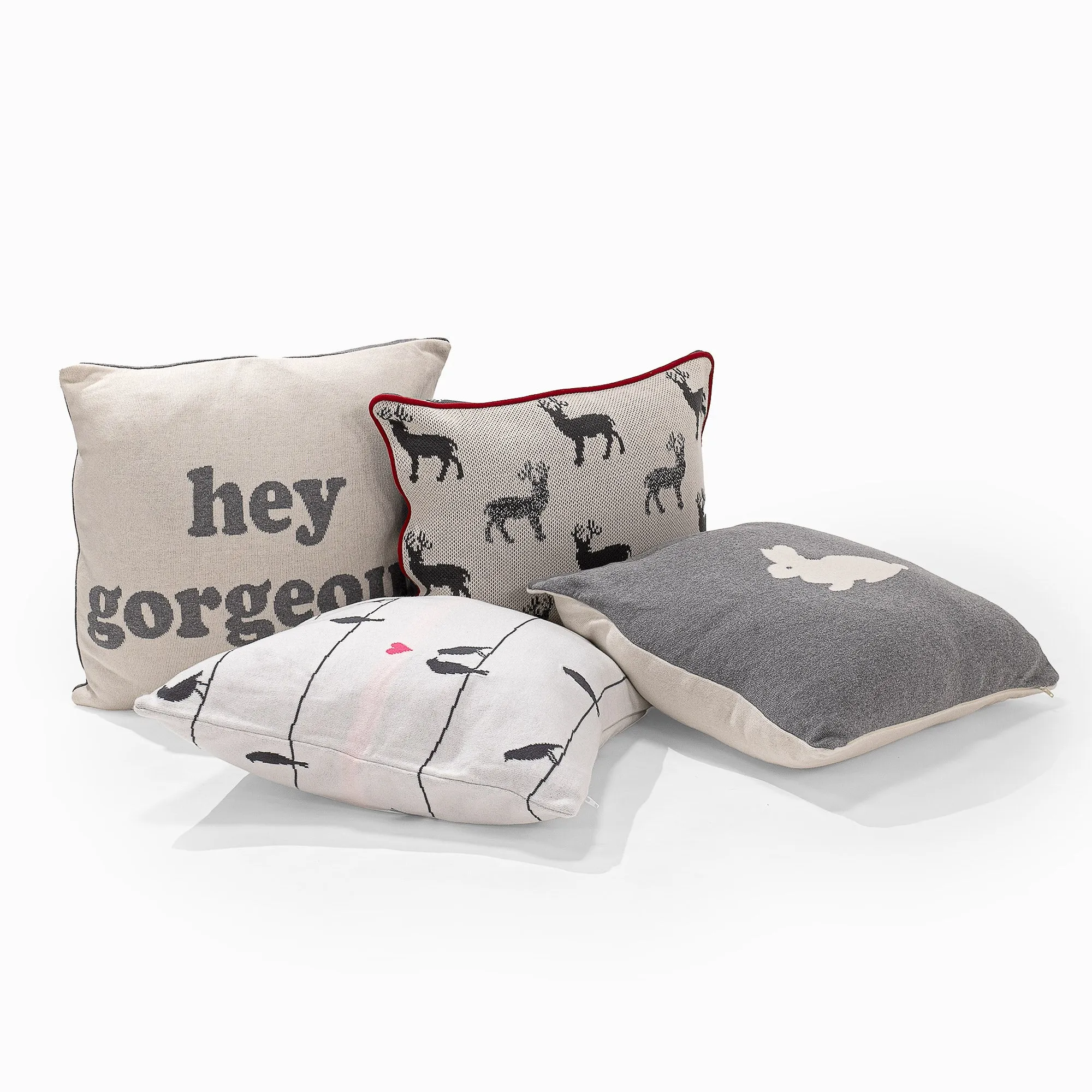 Decorative Cushion Cover 47 x 47cm - Knitted Bird