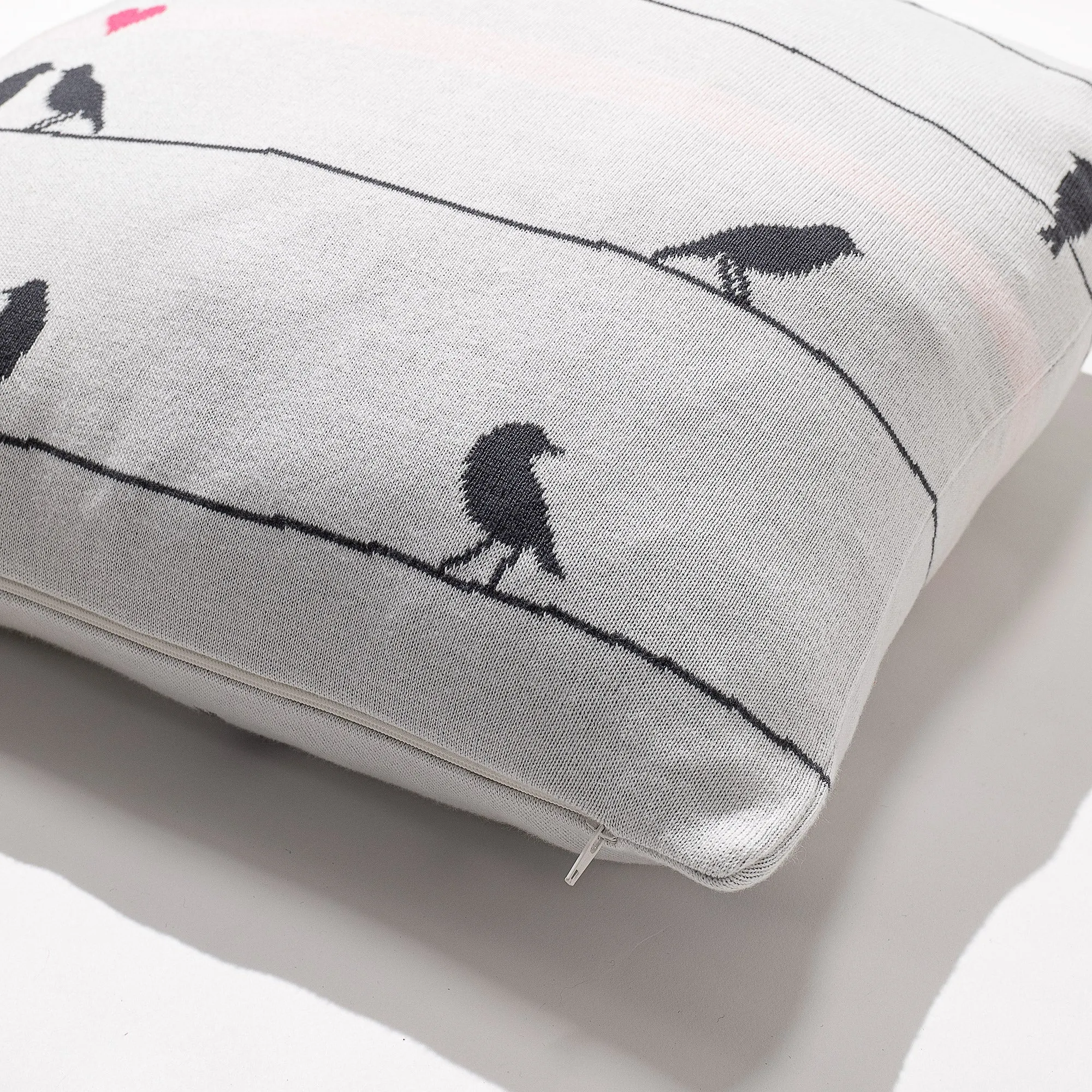 Decorative Cushion Cover 47 x 47cm - Knitted Bird