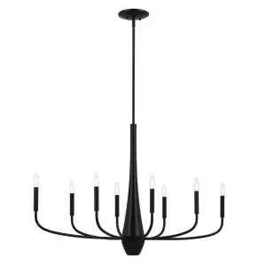 Deela 41" 8-Light Oval Chandelier 1-Tier, Black Finish