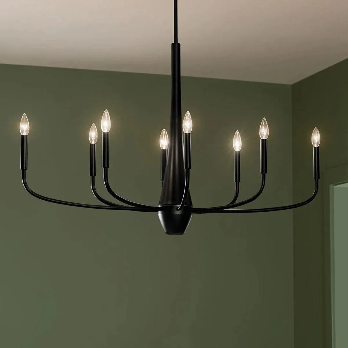 Deela 41" 8-Light Oval Chandelier 1-Tier, Black Finish