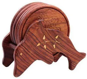 Delightful Hand Carved Wooden Coasters- Set of 6