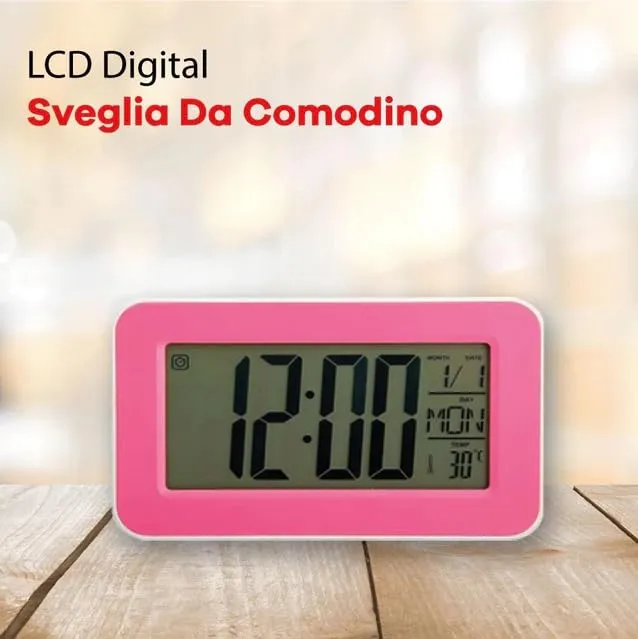 Digital Display Desk & Shelf Clock Battery Oparated Digital Alarm Clock (Pink)