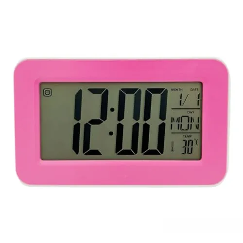 Digital Display Desk & Shelf Clock Battery Oparated Digital Alarm Clock (Pink)