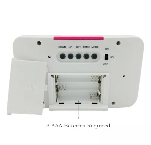 Digital Display Desk & Shelf Clock Battery Oparated Digital Alarm Clock (Pink)