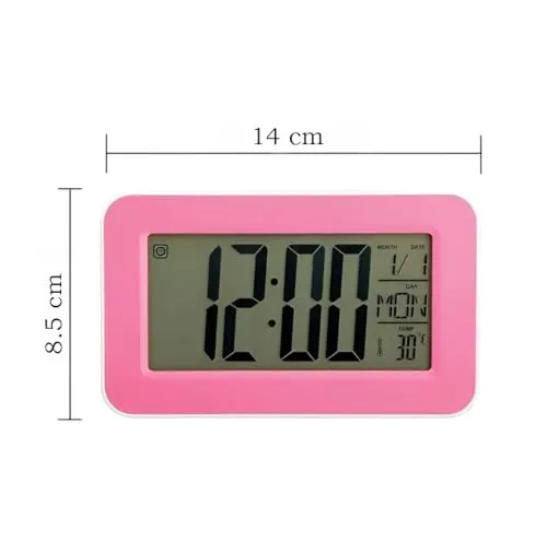 Digital Display Desk & Shelf Clock Battery Oparated Digital Alarm Clock (Pink)