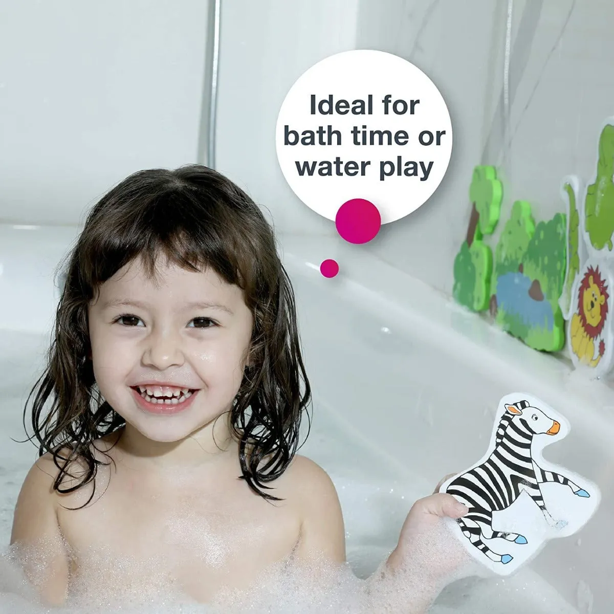 Edushape Magic Creations Bathtub Foam Stickers, Jungle Fun, 17 Piece Set