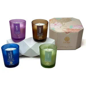 EKAM Gift Box| Pack of 4 Scented Votive Candles| Fragrances- Mahogany, Lavender, Black tea & Pomegranate and Jasmine| Ideal for Home Décor, Aromatherapy & Gifting| 10 hr. burn time|40g each