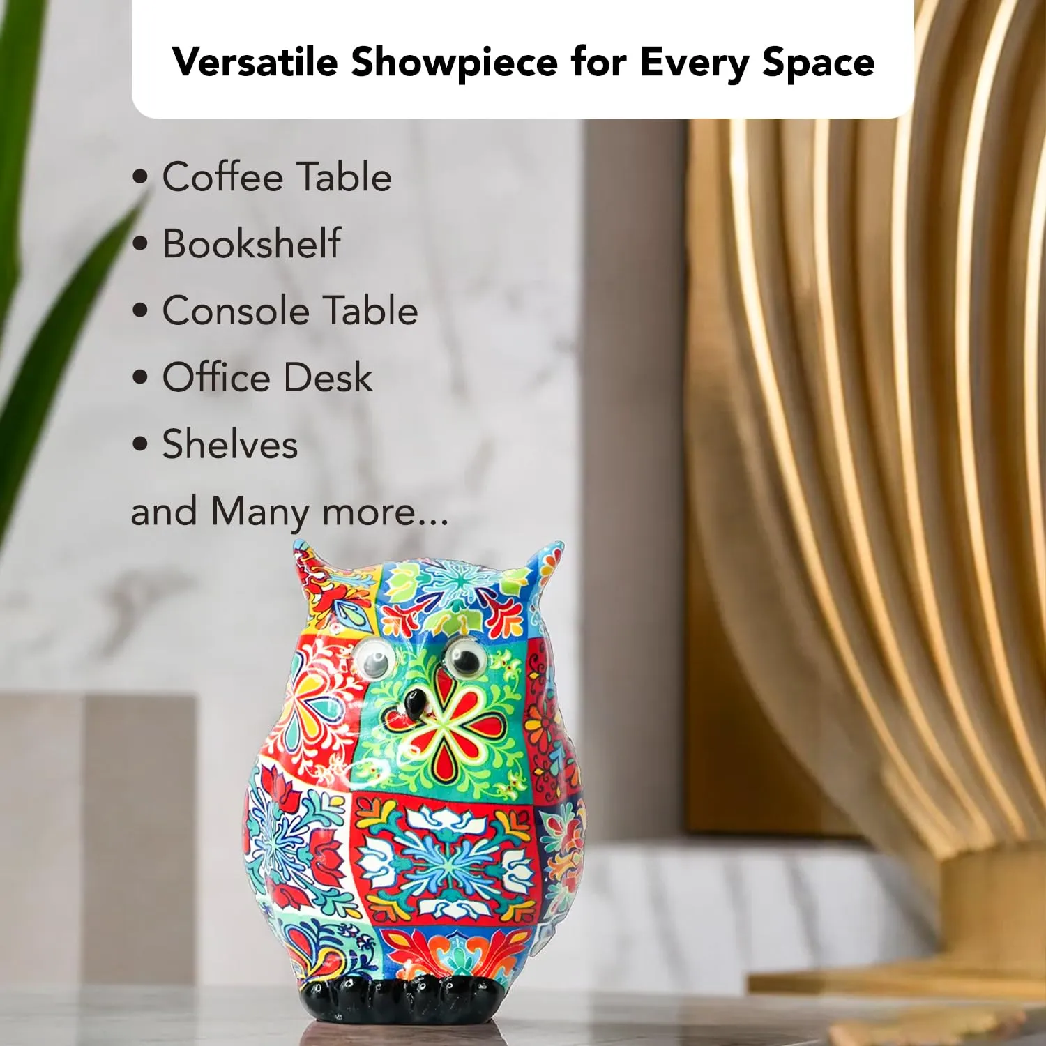 Ekhasa Owl Showpieces for Home Decor Living Room Decorative Items | Show Pieces Gift Items for Home Decoration | Center Table Tv Unit Showcase Shelf Office Desk Interior Artifacts Statue Figurines