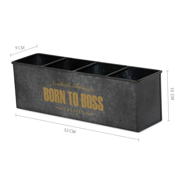 Elan Born to Boss Gadget Organiser, Desk Organizer, Cosmetic Organizer (4 Compartment, Antique Black)