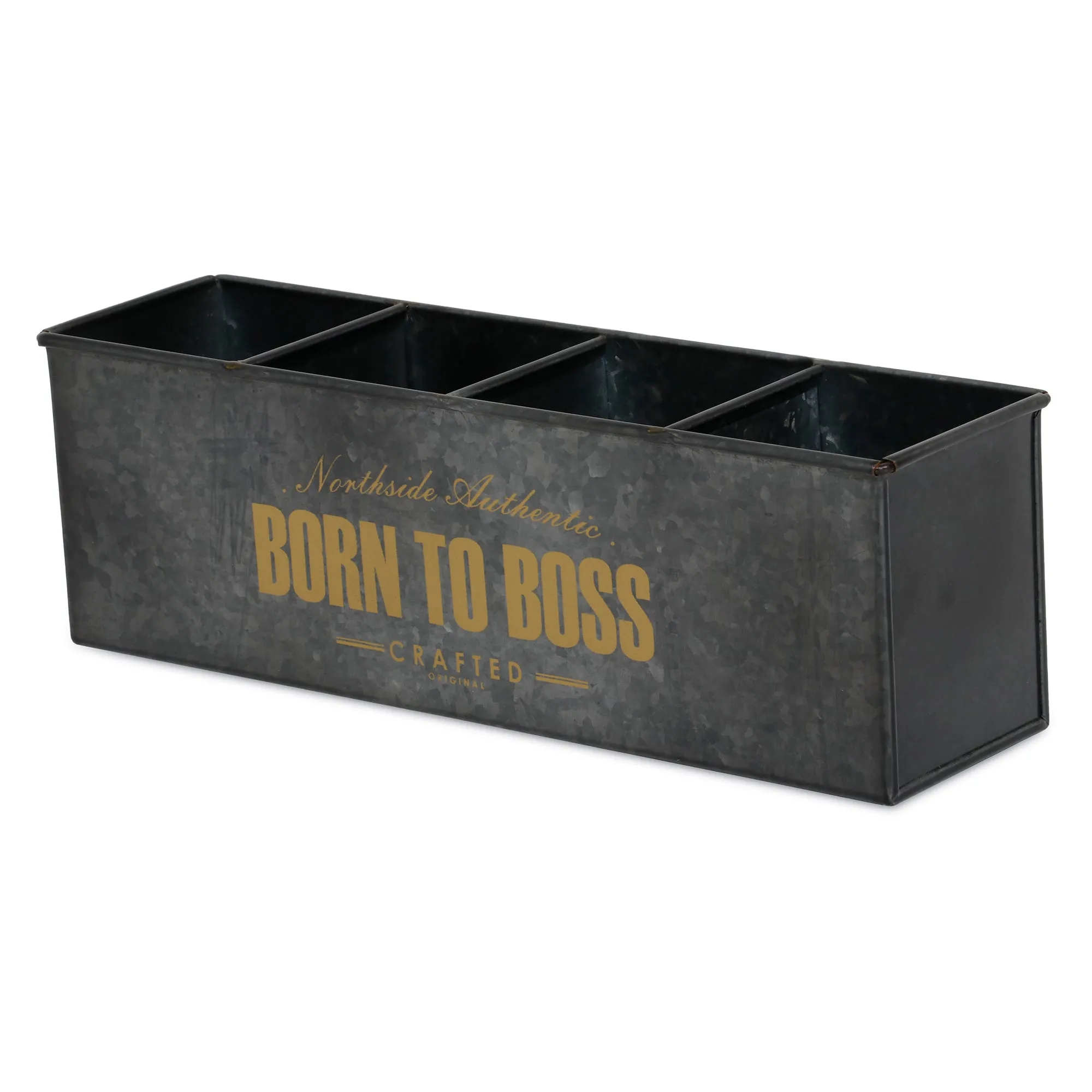 Elan Born to Boss Gadget Organiser, Desk Organizer, Cosmetic Organizer (4 Compartment, Antique Black)