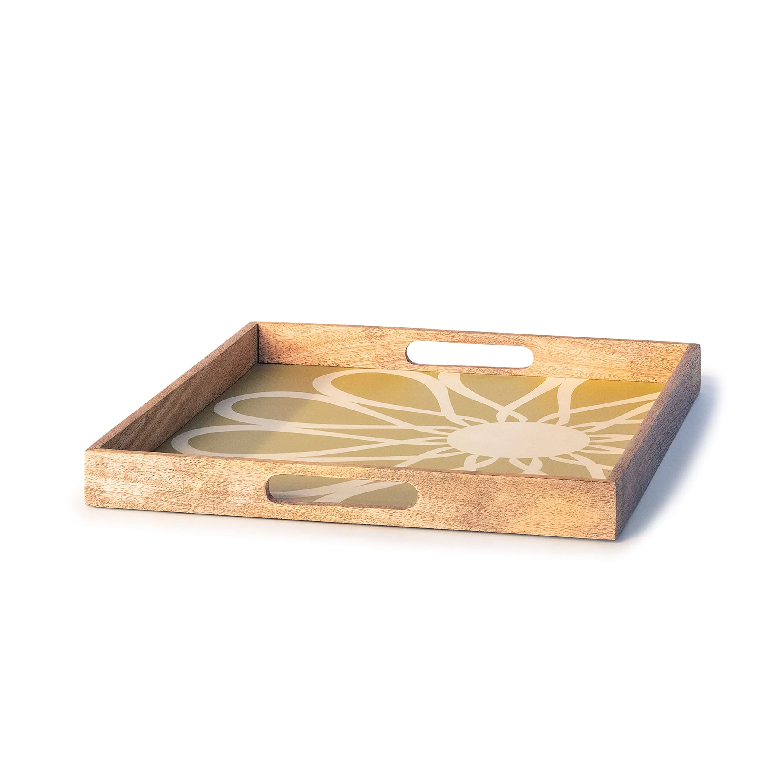 Ellementry Shade of Green Wooden Tray |Wooden Serving Tray for Decor | Wood Tray for Kitchen, Coffee Table & Dining Room Table | BPA Free Trays for Kitchen and Office and Home Decor