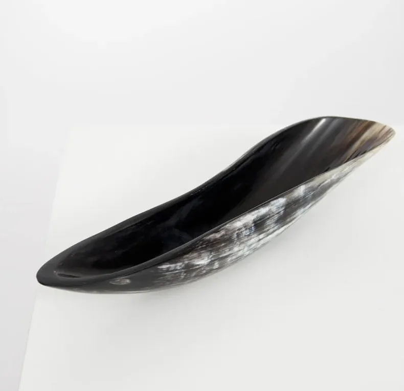 Elongated Horn Oval Decorative Tray -Dark