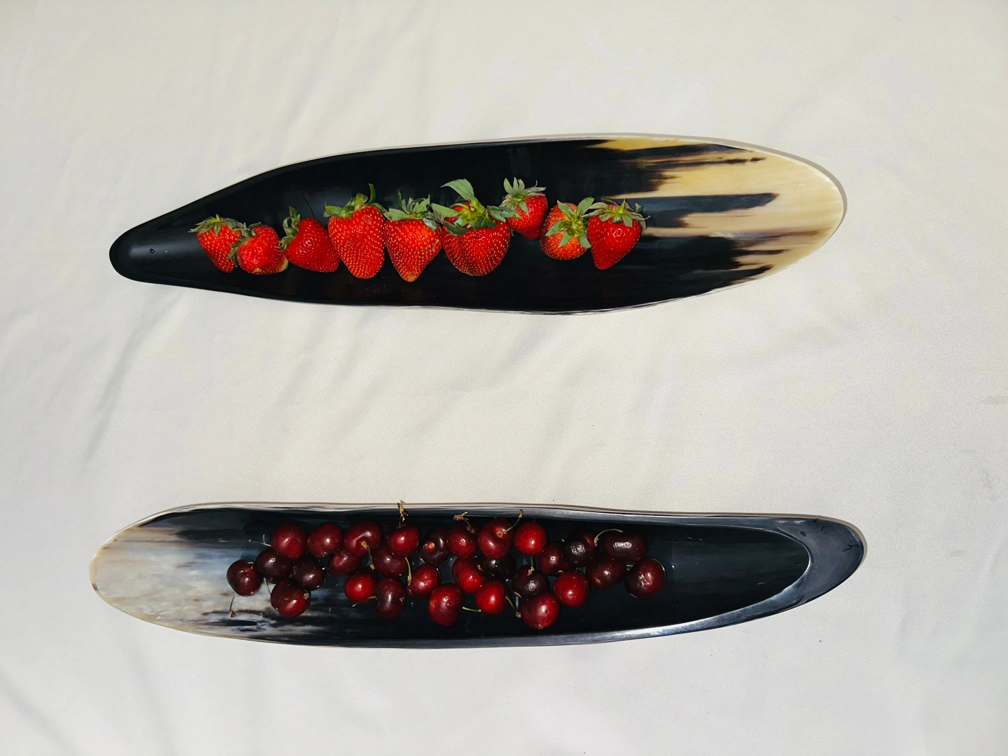 Elongated Horn Oval Decorative Tray -Light