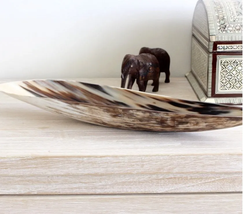 Elongated Horn Oval Decorative Tray -Light