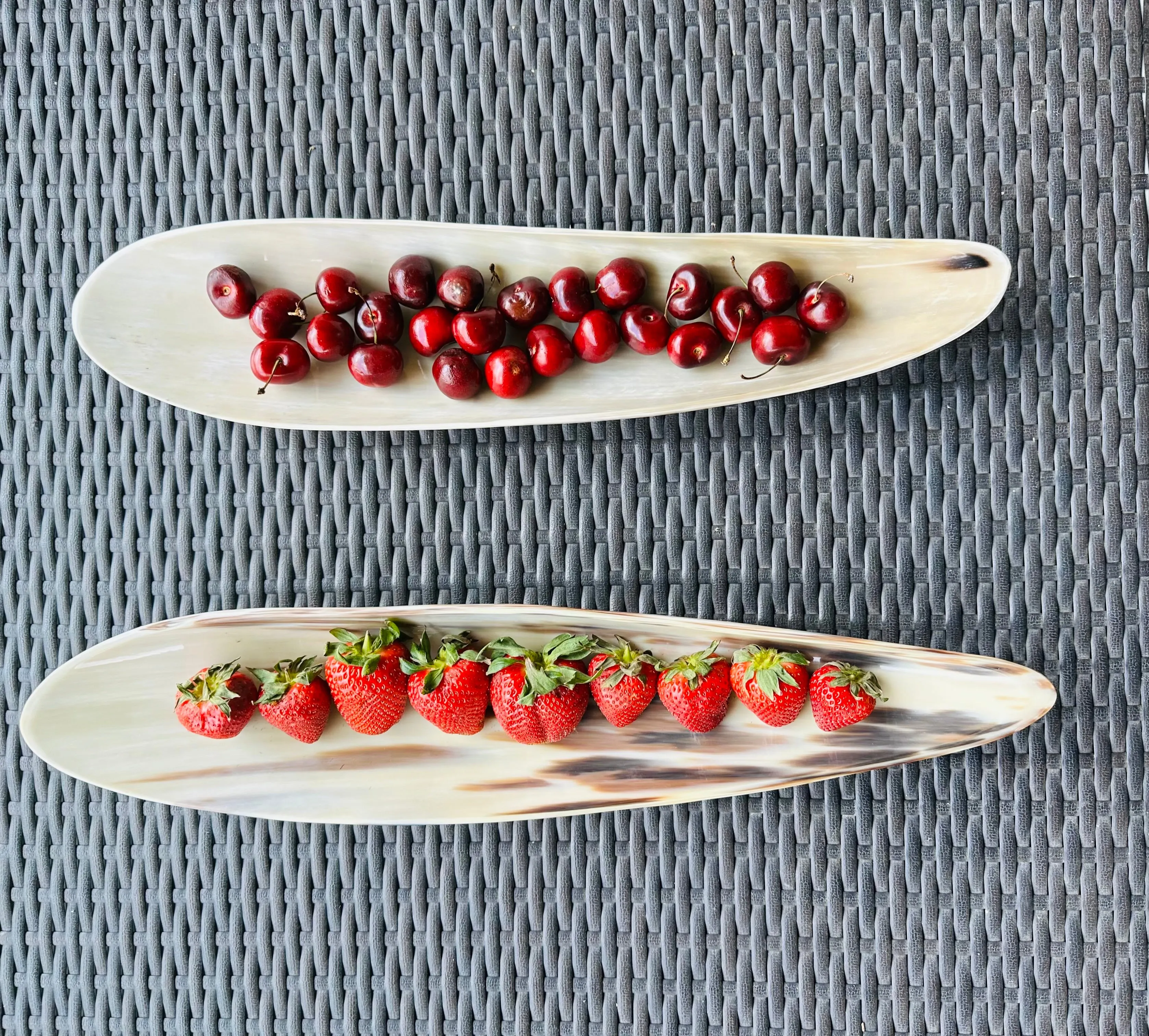 Elongated Horn Oval Decorative Tray -Light