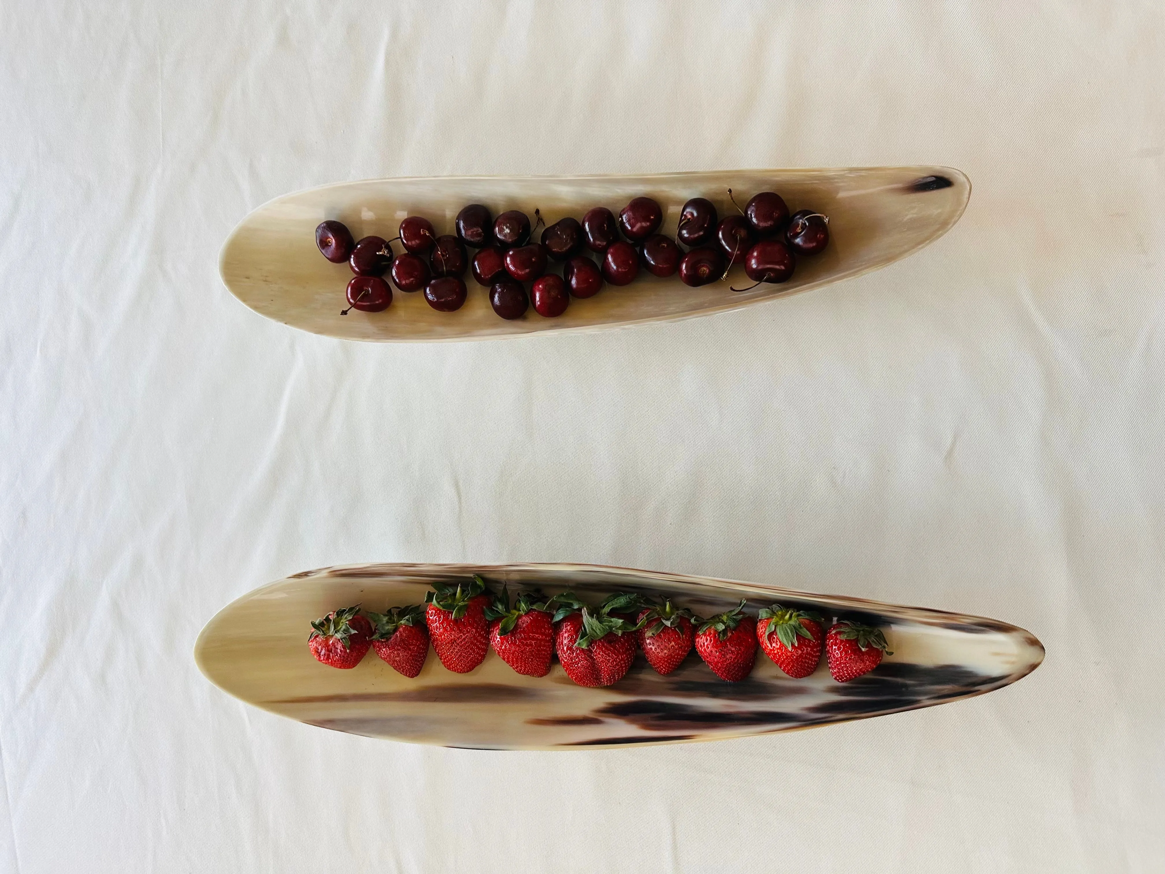 Elongated Horn Oval Decorative Tray -Light