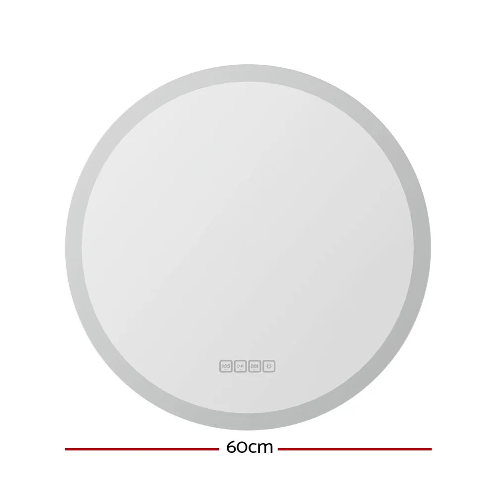 Embellir Bluetooth LED Wall Mirror With Light 60CM Bathroom Decor Round Mirrors