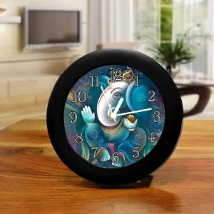 Epic Stuff - -Lord Ganesha Design Plastic Round Table Clock - Best Accessories for Home and Office Decor