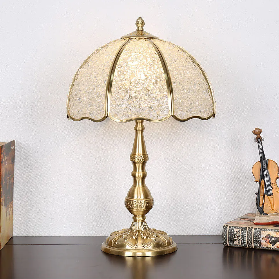 European Luxury Agate Crystal Dome Copper 1-Light Table Lamp