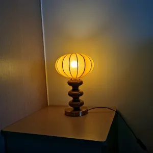 European Retro Lantern Fabric Lampshade Ceramic Iron Base 1-Light Table Lamp