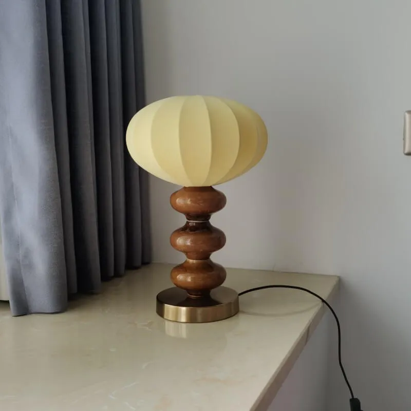 European Retro Lantern Fabric Lampshade Ceramic Iron Base 1-Light Table Lamp