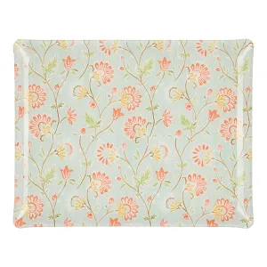 Fabric Tray Large Indienne/Stripe Aqua/Coral