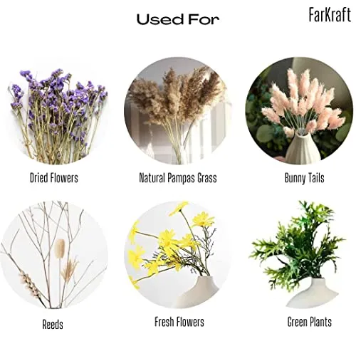 FarKraft Flower Vase | White Vase | Pampas Grass Vase | Ceramic Vase | Donut Round Shaped Vase | Home Decor Centrepiece | Decor Showpiece Donut Vase 6 Inches (Pack of 1)