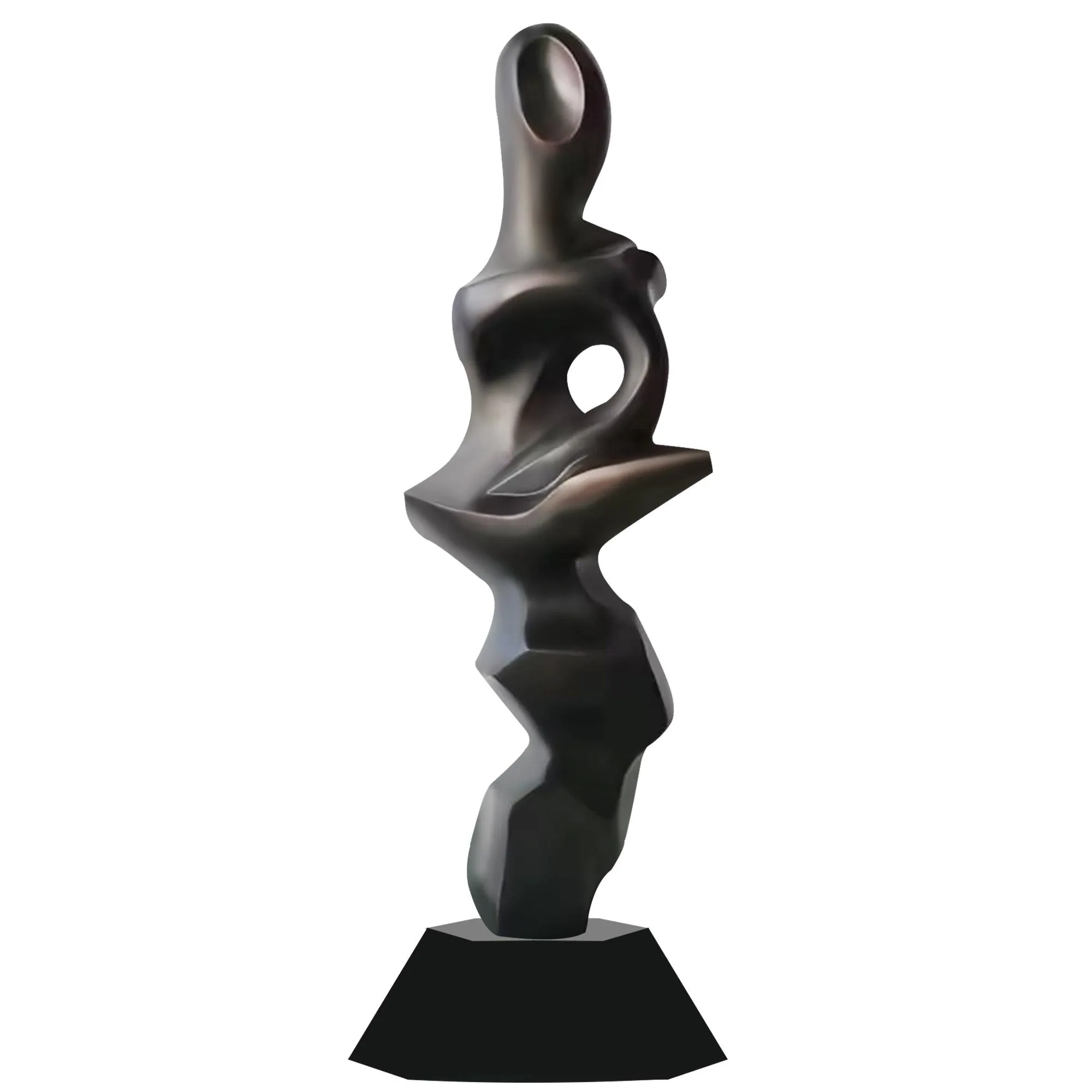 FINEST Contemporary Black Metal Abstract Floor Sculpture  FS-010