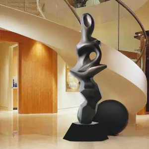 FINEST Contemporary Black Metal Abstract Floor Sculpture  FS-010