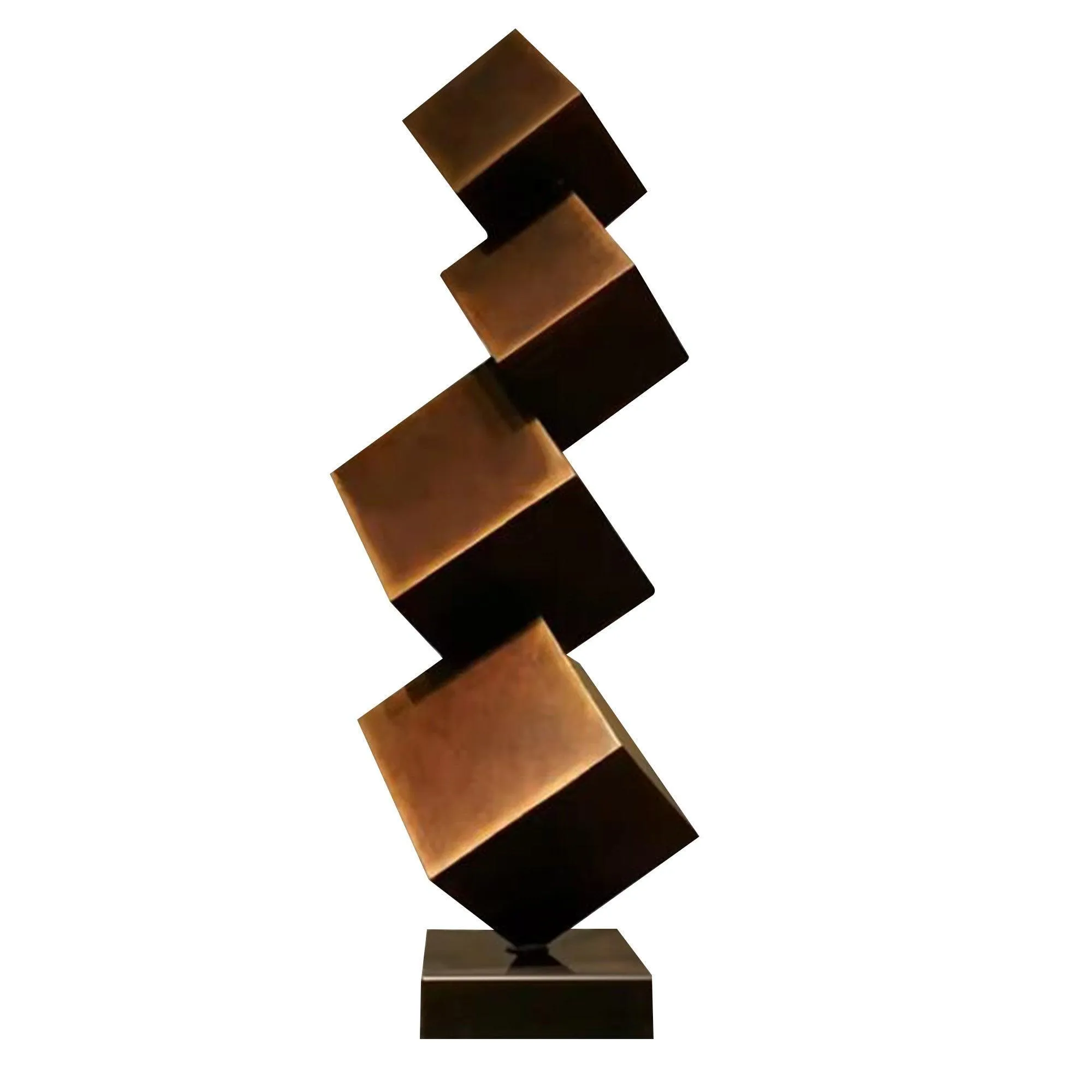 FINEST Sculpture Art Abstract Bronze Geometric Stacked Cubes Sculpture FB-033