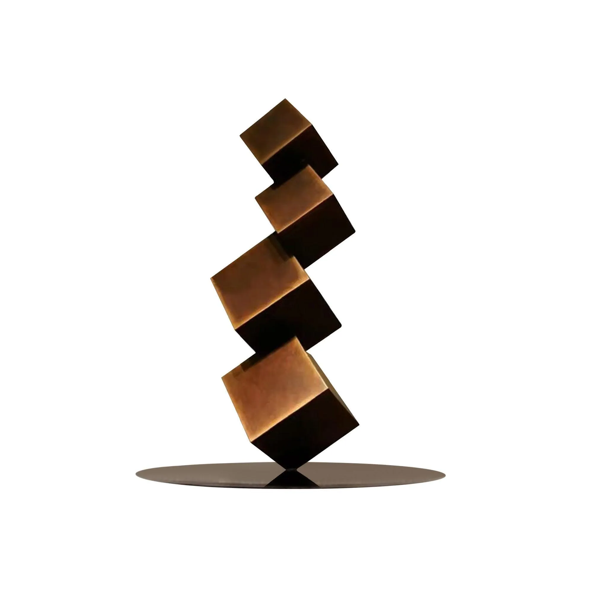 FINEST Sculpture Art Abstract Bronze Geometric Stacked Cubes Sculpture FB-033