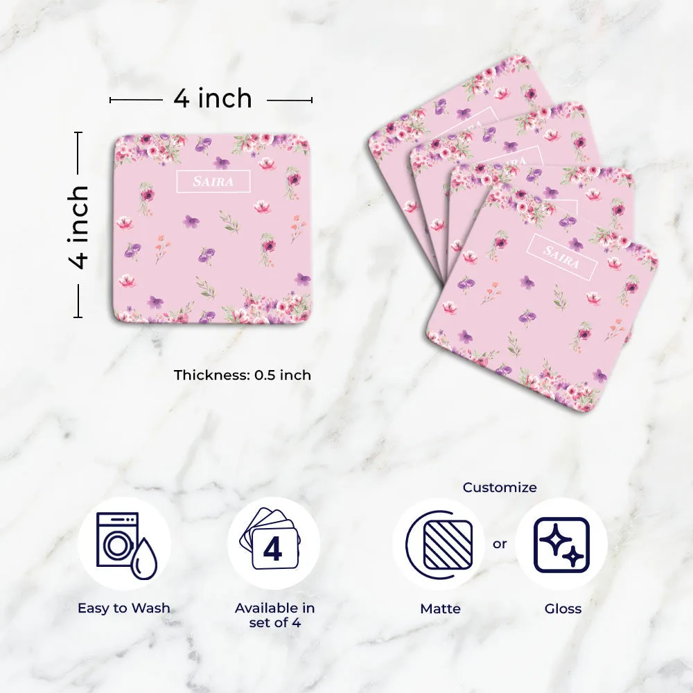 Floral Fiesta Tableware Set (kids) (4 Placemats & 4 Casters)