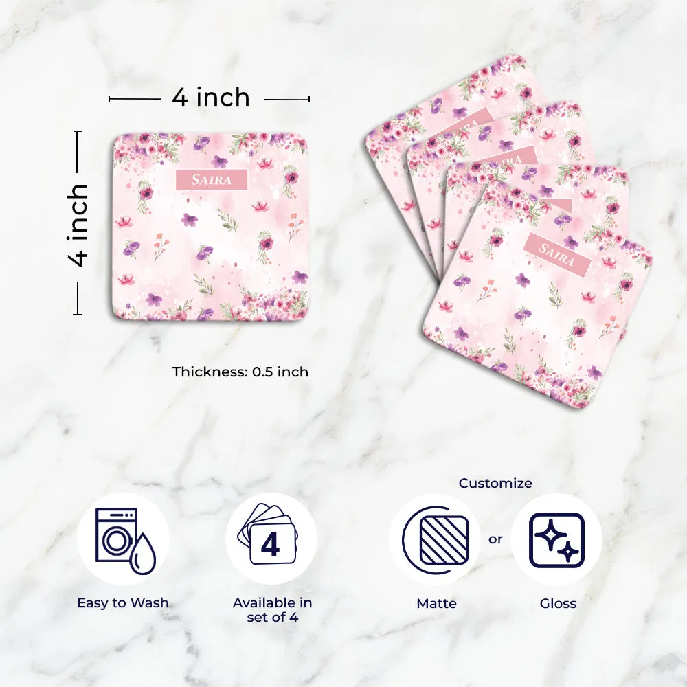 Floral Fiesta Tableware Set (kids) (4 Placemats & 4 Casters)