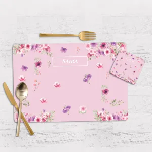 Floral Fiesta Tableware Set (kids) (4 Placemats & 4 Casters)