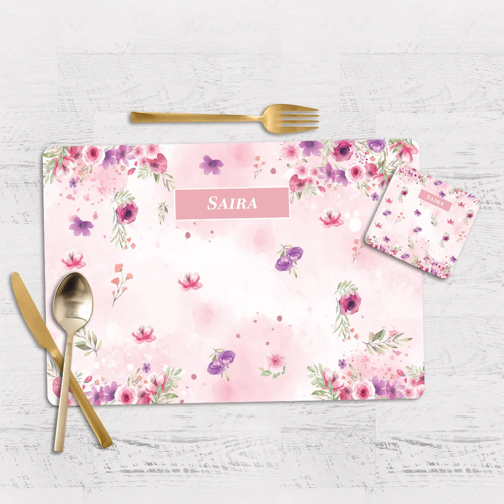 Floral Fiesta Tableware Set (kids) (4 Placemats & 4 Casters)