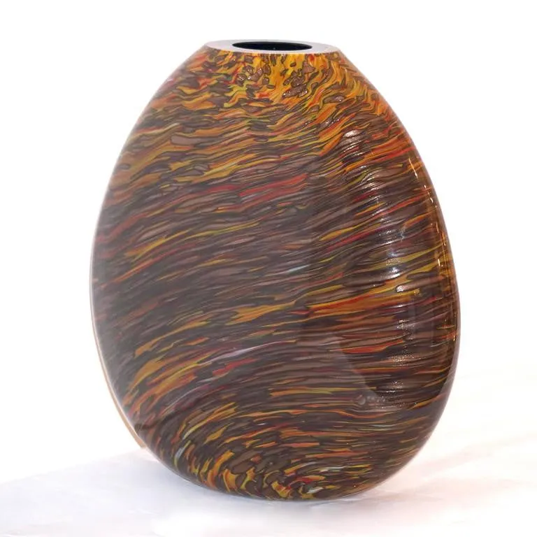 Formia 1980s Three Brown Yellow Red Orange Gold Murano Glass Modern Vases